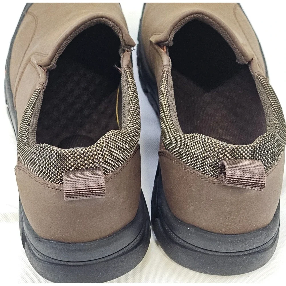 Upishi Mens‎ Brown Leather Outdoor Slip On Shoes Reinforced Toe Size 41